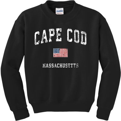 Cape Cod Massachusetts Ma Vintage American Flag Sports Kids Sweatshirt