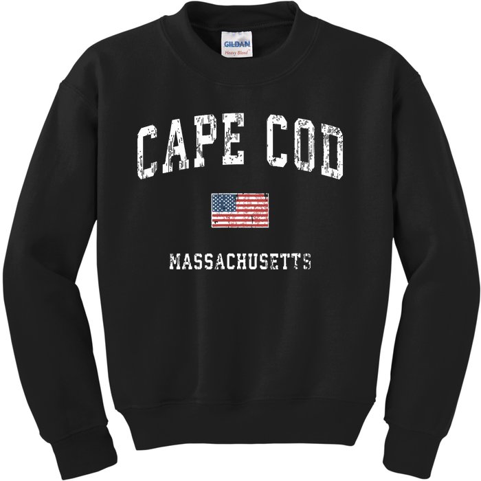 Cape Cod Massachusetts Ma Vintage American Flag Sports Kids Sweatshirt