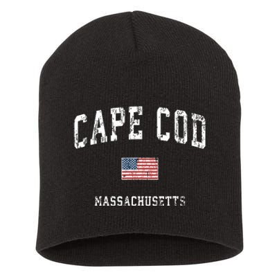 Cape Cod Massachusetts Ma Vintage American Flag Sports Short Acrylic Beanie