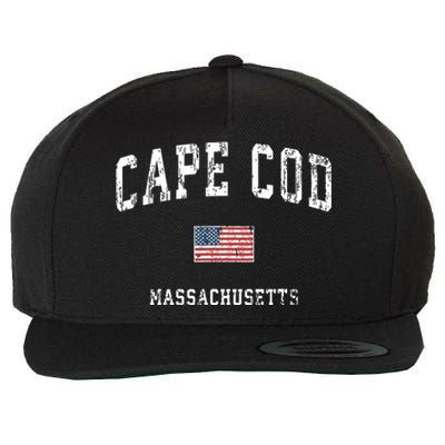 Cape Cod Massachusetts Ma Vintage American Flag Sports Wool Snapback Cap