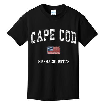 Cape Cod Massachusetts Ma Vintage American Flag Sports Kids T-Shirt