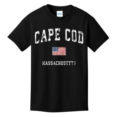 Cape Cod Massachusetts Ma Vintage American Flag Sports Kids T-Shirt