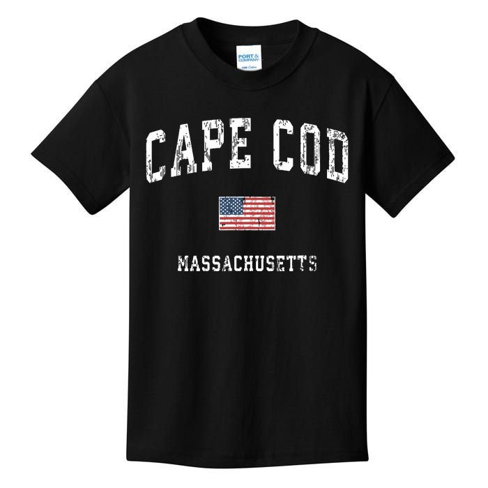 Cape Cod Massachusetts Ma Vintage American Flag Sports Kids T-Shirt