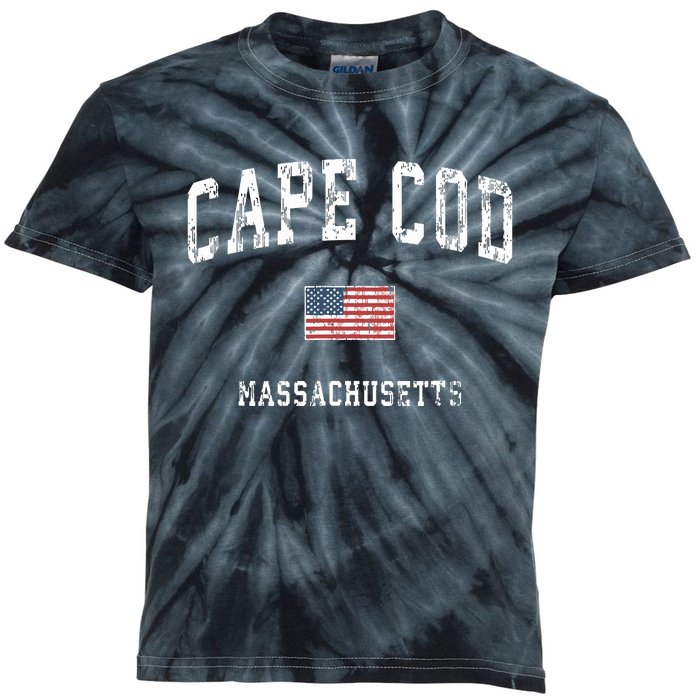 Cape Cod Massachusetts Ma Vintage American Flag Sports Kids Tie-Dye T-Shirt