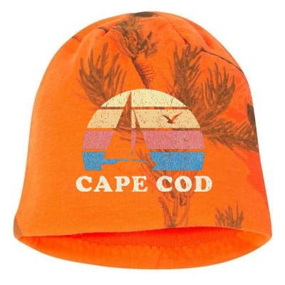 Cape Cod MA Vintage Sailboat 70s Throwback Sunset Kati - Camo Knit Beanie