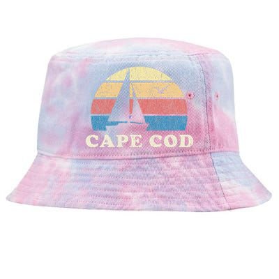 Cape Cod MA Vintage Sailboat 70s Throwback Sunset Tie-Dyed Bucket Hat