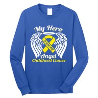 Childhood Cancer My Hero Is Now My Angel Wings Gift Funny Gift Long Sleeve Shirt