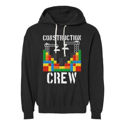 Construction Crew Master Builder Bricklayer Building Blocks Garment-Dyed Fleece Hoodie