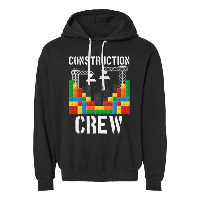 Construction Crew Master Builder Bricklayer Building Blocks Garment-Dyed Fleece Hoodie