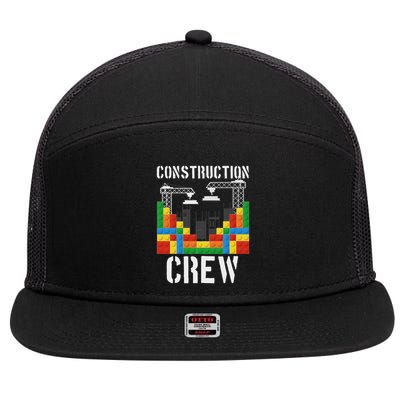 Construction Crew Master Builder Bricklayer Building Blocks 7 Panel Mesh Trucker Snapback Hat