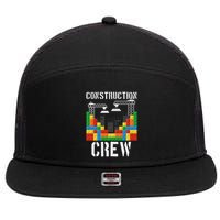 Construction Crew Master Builder Bricklayer Building Blocks 7 Panel Mesh Trucker Snapback Hat