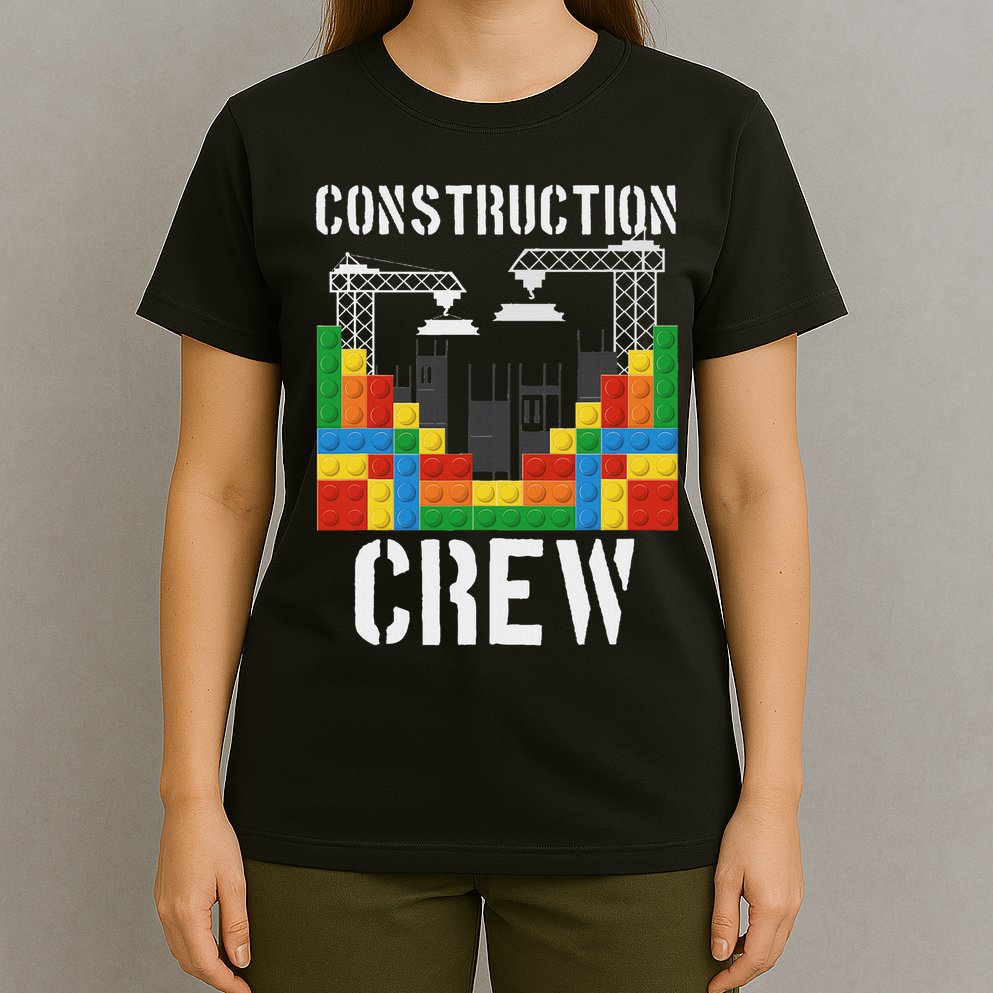 Construction Crew Master Builder Bricklayer Building Blocks T-Shirt