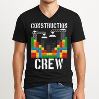 Construction Crew Master Builder Bricklayer Building Blocks V-Neck T-Shirt