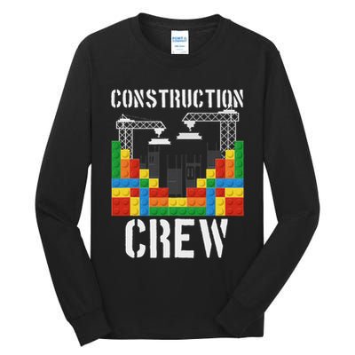 Construction Crew Master Builder Bricklayer Building Blocks Tall Long Sleeve T-Shirt
