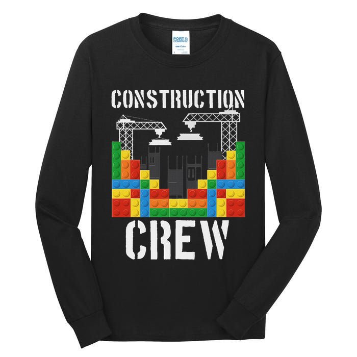 Construction Crew Master Builder Bricklayer Building Blocks Tall Long Sleeve T-Shirt