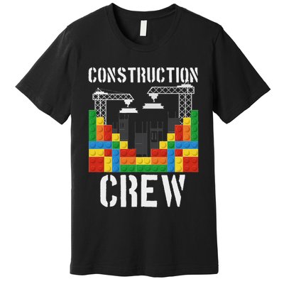 Construction Crew Master Builder Bricklayer Building Blocks Premium T-Shirt