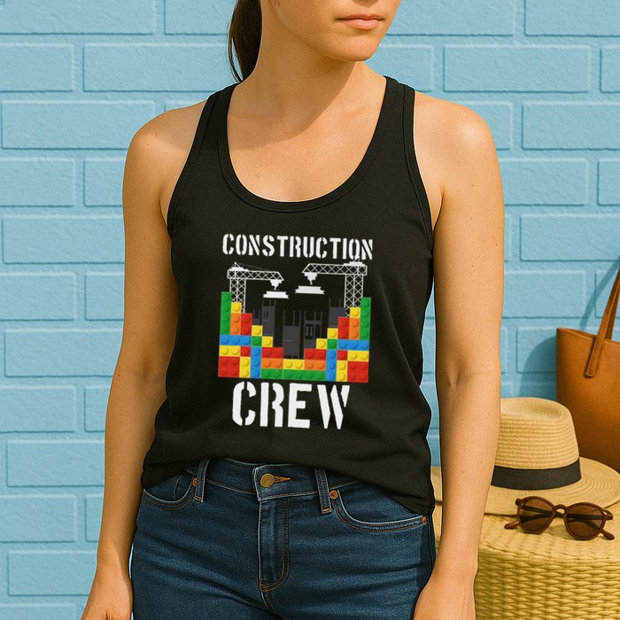 Construction Crew Master Builder Bricklayer Building Blocks Womens Tank Top