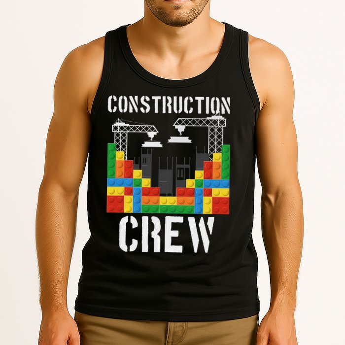 Construction Crew Master Builder Bricklayer Building Blocks Tank Top