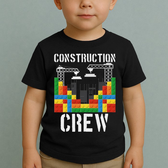 Construction Crew Master Builder Bricklayer Building Blocks Toddler T-Shirt