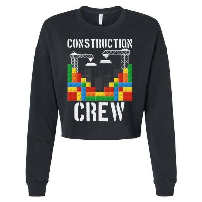 Construction Crew Master Builder Bricklayer Building Blocks Cropped Pullover Crew