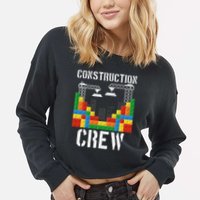 Construction Crew Master Builder Bricklayer Building Blocks Cropped Pullover Crew