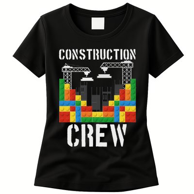 Construction Crew Master Builder Bricklayer Building Blocks Womens T-Shirt