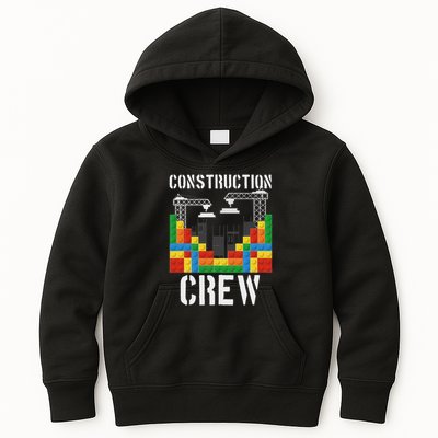 Construction Crew Master Builder Bricklayer Building Blocks Kids Hoodie