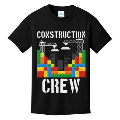 Construction Crew Master Builder Bricklayer Building Blocks Kids T-Shirt