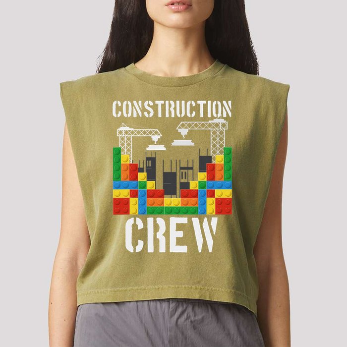 Construction Crew Master Builder Bricklayer Building Blocks Garment-Dyed Women's Muscle Tee