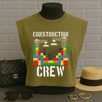 Construction Crew Master Builder Bricklayer Building Blocks Garment-Dyed Women's Muscle Tee