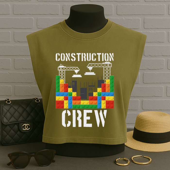 Construction Crew Master Builder Bricklayer Building Blocks Garment-Dyed Women's Muscle Tee