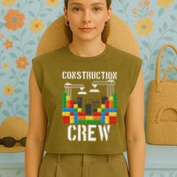 Construction Crew Master Builder Bricklayer Building Blocks Garment-Dyed Women's Muscle Tee