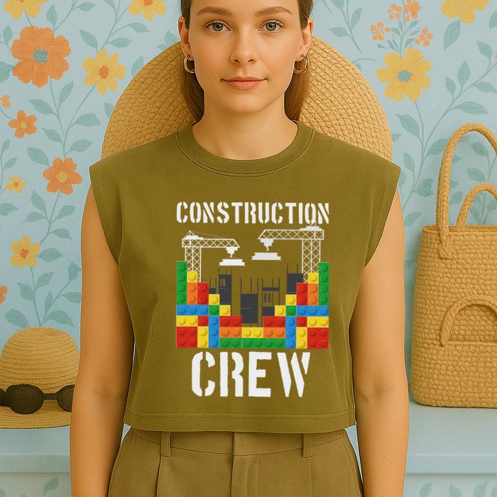 Construction Crew Master Builder Bricklayer Building Blocks Garment-Dyed Women's Muscle Tee