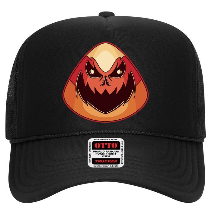 Candy Corn Monster Halloween High Crown Mesh Back Trucker Hat