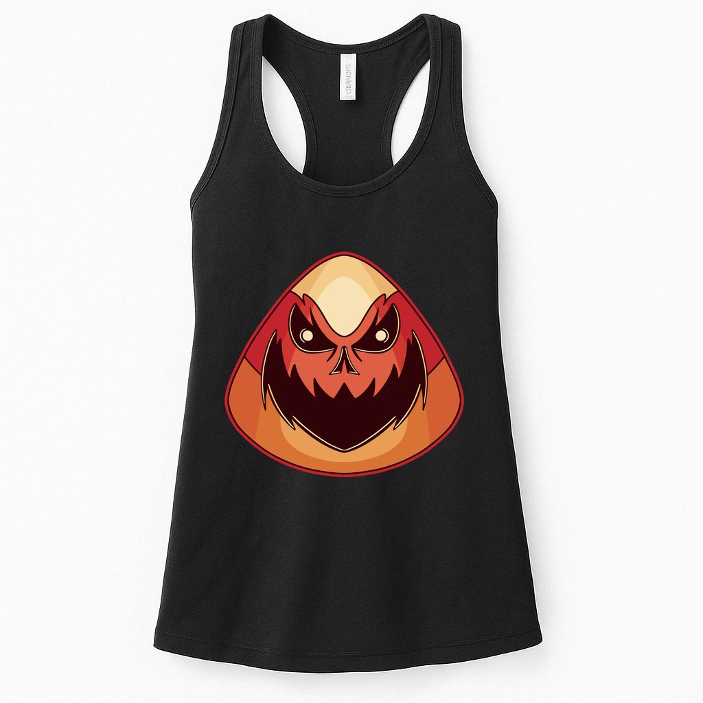 Candy Corn Monster Halloween Womens Tank Top