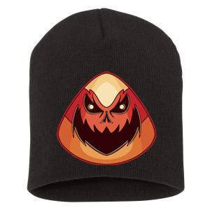 Candy Corn Monster Halloween Short Acrylic Beanie