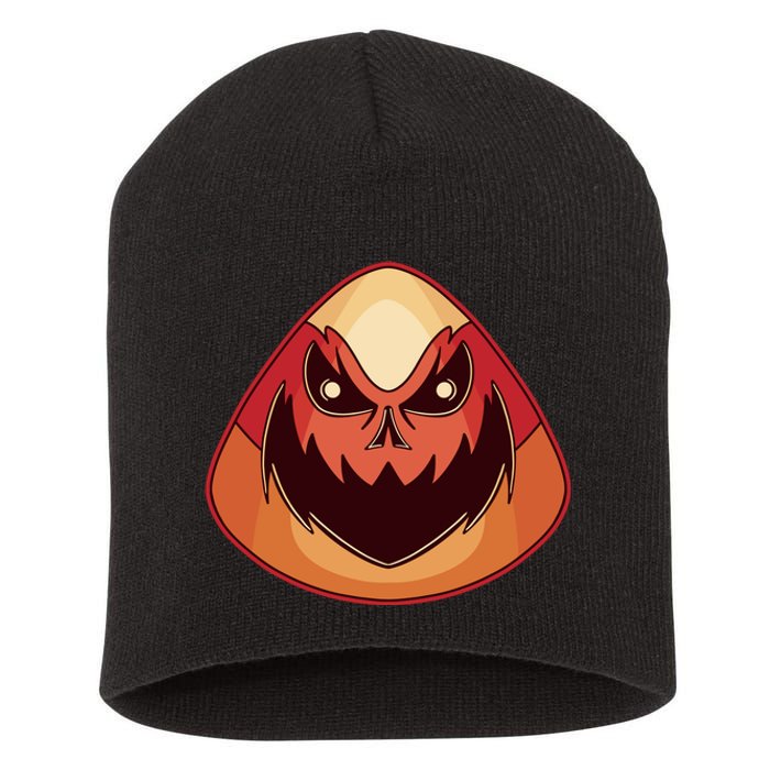 Candy Corn Monster Halloween Short Acrylic Beanie