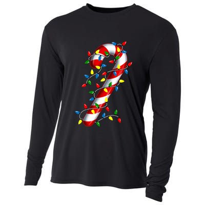 Candy Cane Merry And Bright Christmas Lights Candy Costume Cooling Performance Long Sleeve Crew