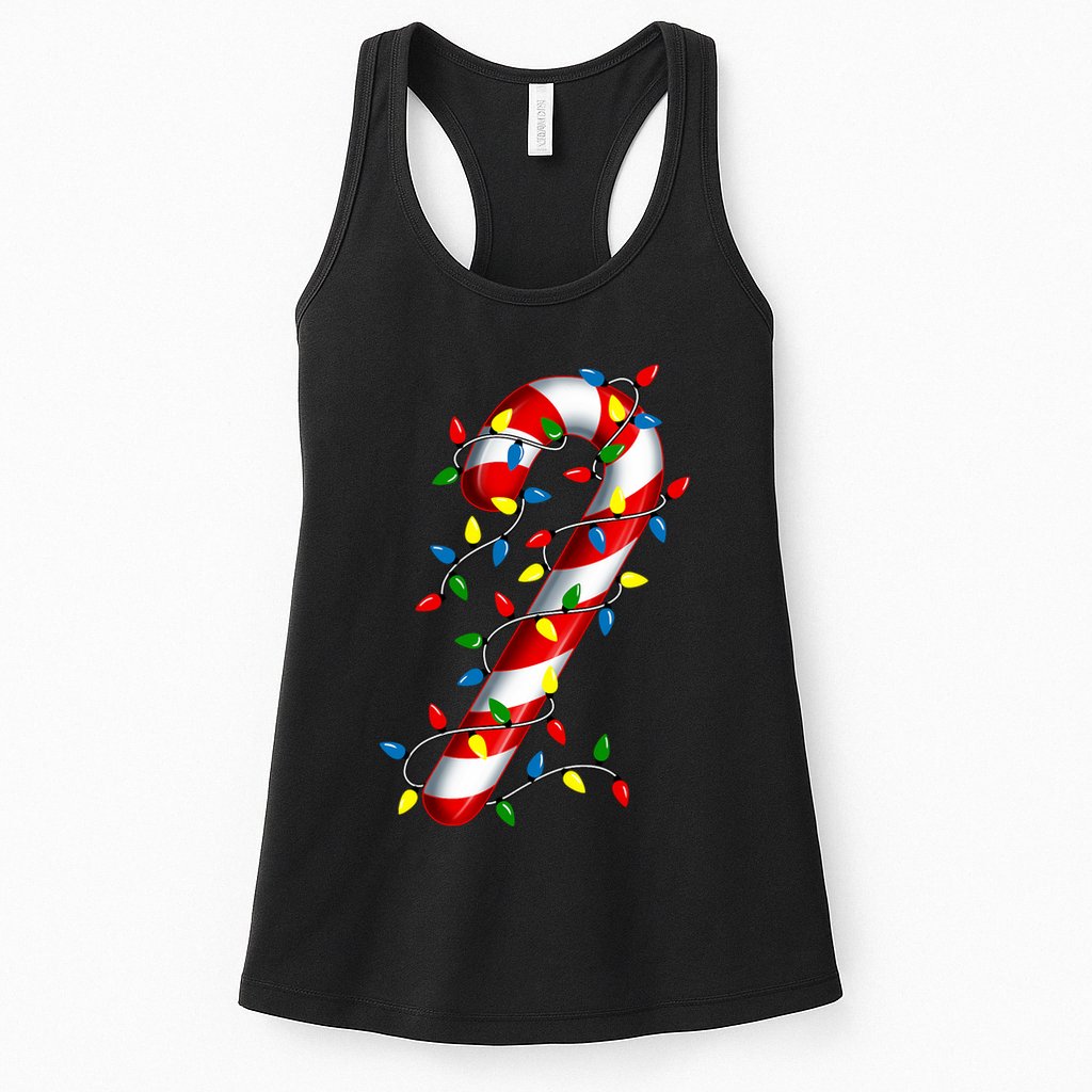 Candy Cane Merry And Bright Christmas Lights Candy Costume Womens Tank Top