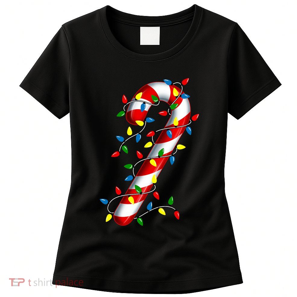 Candy Cane Merry And Bright Christmas Lights Candy Costume Womens T-Shirt