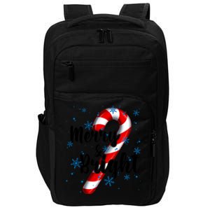 Candy Cane Merry And Bright Red And White Candy Snowflakes Impact Tech Backpack