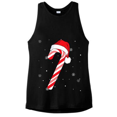 Candy Cane Merry And Bright Red And White Candy Ladies PosiCharge Tri-Blend Wicking Tank