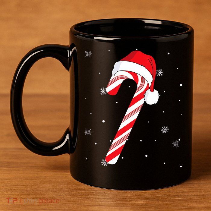 Candy Cane Merry And Bright Red And White Candy 11oz C Handle Ceramic Mug
