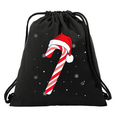 Candy Cane Merry And Bright Red And White Candy Drawstring Bag