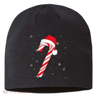 Candy Cane Merry And Bright Red And White Candy Sustainable Beanie