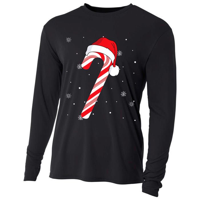 Candy Cane Merry And Bright Red And White Candy Cooling Performance Long Sleeve Crew