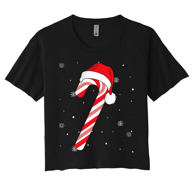 Candy Cane Merry And Bright Red And White Candy Crop Top