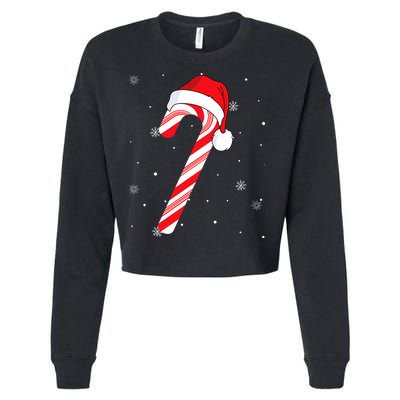 Candy Cane Merry And Bright Red And White Candy Cropped Pullover Crew