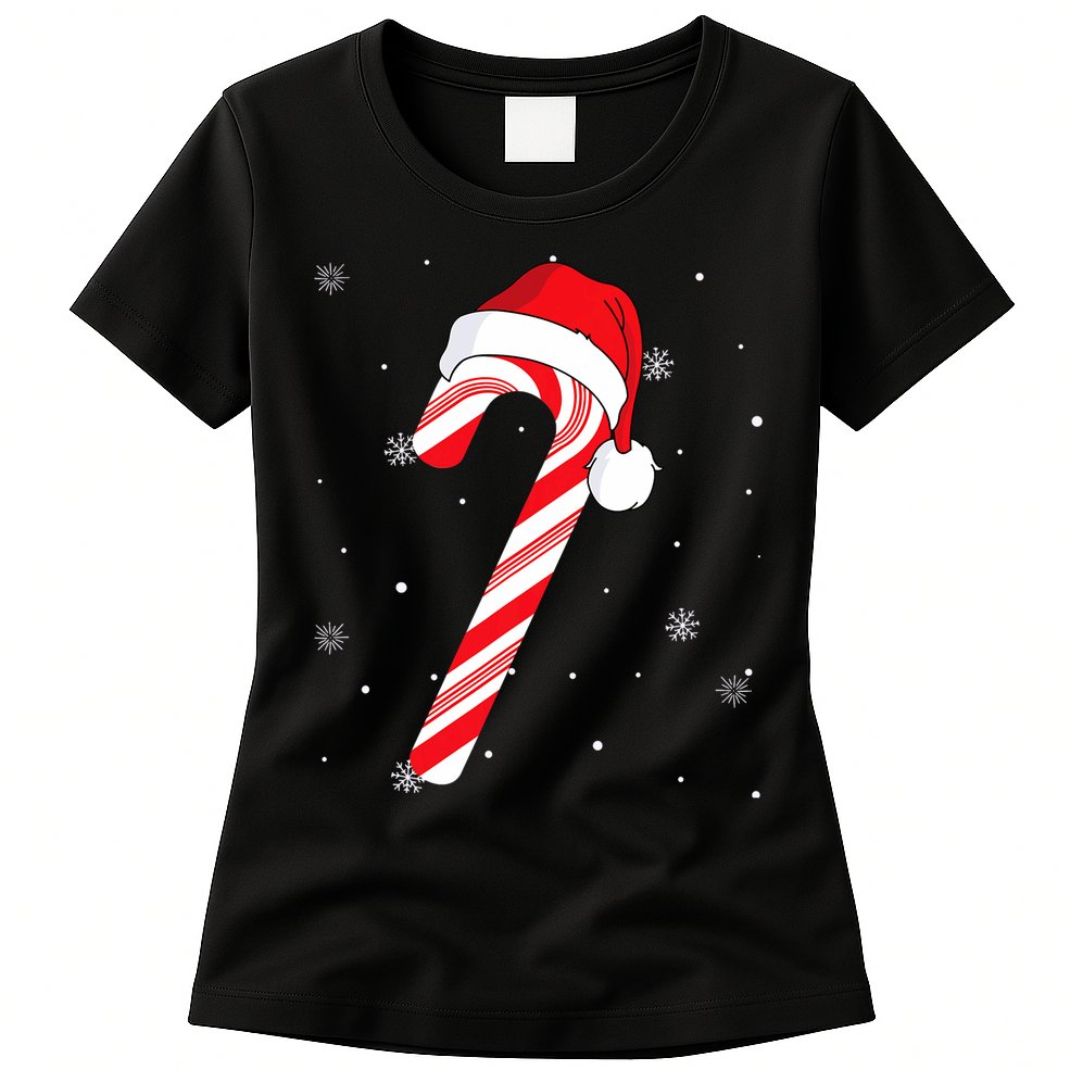 Candy Cane Merry And Bright Red And White Candy Womens T-Shirt
