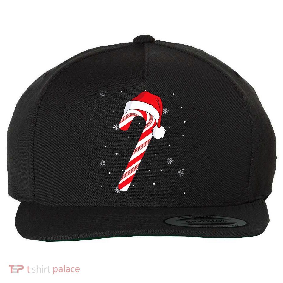 Candy Cane Merry And Bright Red And White Candy Wool Snapback Cap